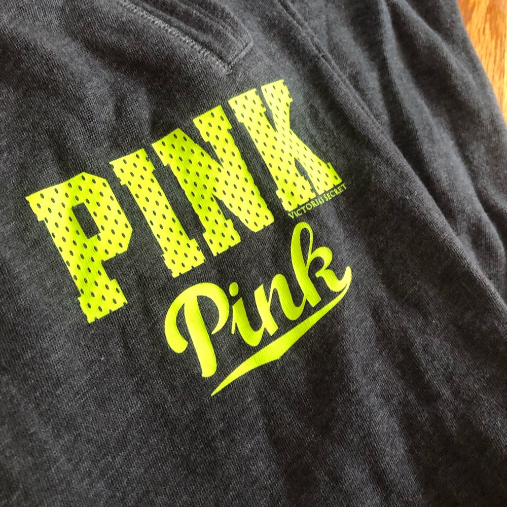 Pink Victoria’s Secret Gray sweatpants size small 
Gray neon yellow logo - Picture 4 of 5